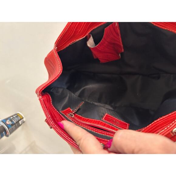 Abaco Paris Textured Oval Red Shoulder Bag - Picture 5 of 13